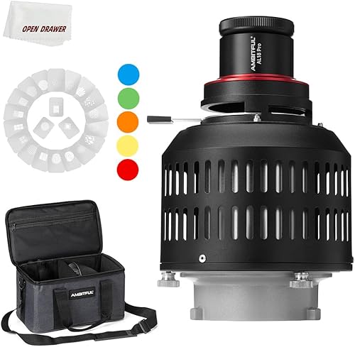 AMBITFUL AL-18 Pro Proyector de luz LED Snoot, cilindro de luz óptica Snoot de montaje Bowens, foco para fotografía, para VL150 SL60W SL60II SL150II