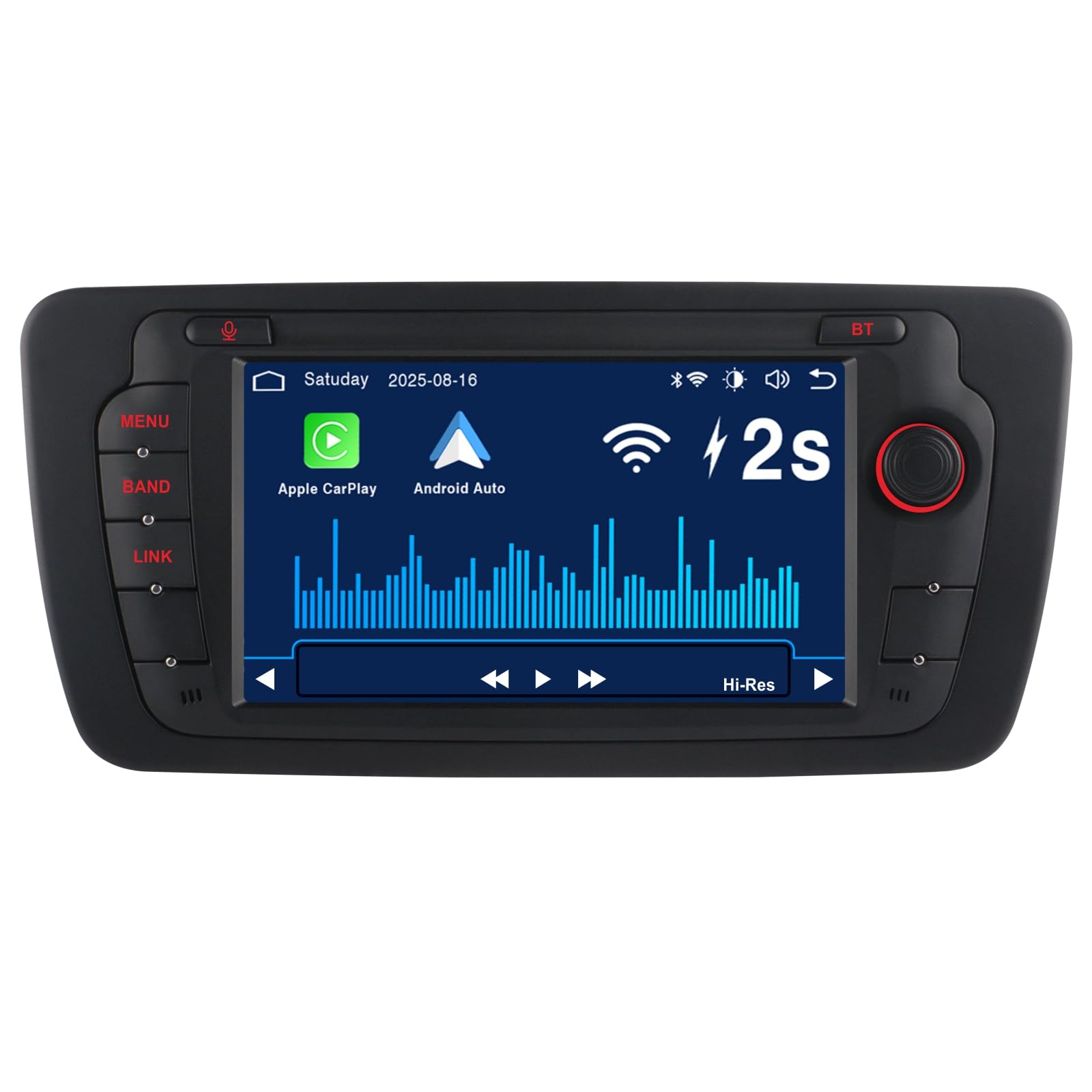 Autorradio RYUIXPUL con CarPlay inalámbrico y Android Auto para Seat Ibiza 2009-2013 | Sistema Linux | Inicio rápido 3S | Calidad de Sonido OEM | Instalación Doble DIN | Pantalla táctil IPS
