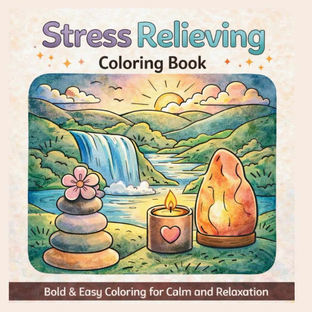 Stress Relieving Coloring Book: Bold & Easy Coloring for Calm and Relaxation | Peaceful Nature Scenes, Simple Designs, and Mindful Art for Stress Relief and Anxiety Reduction