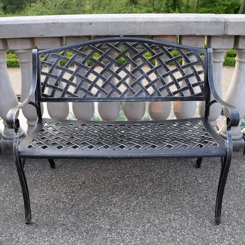 Image of Outdoor Aluminum Modern Patio Bench Loveseat