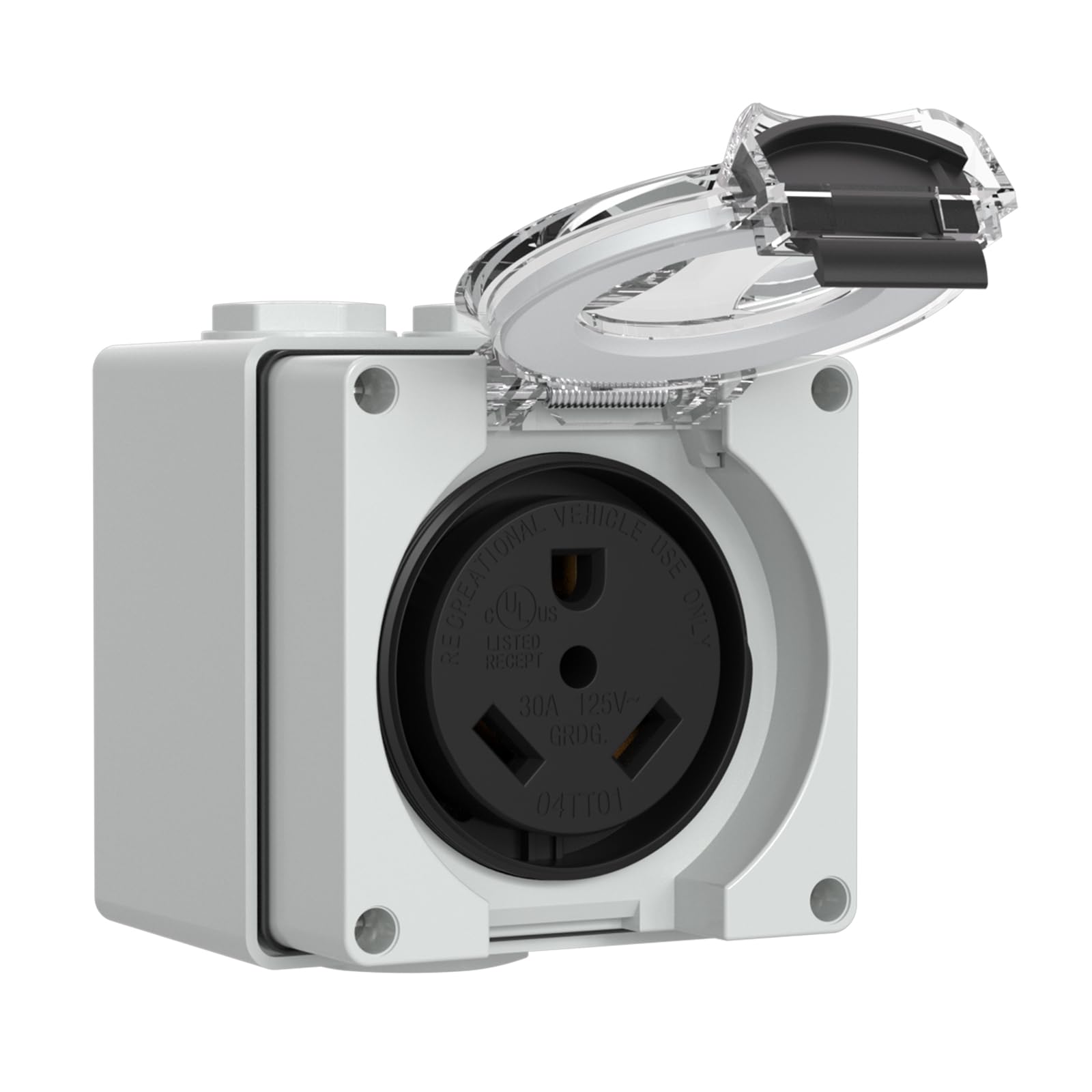 30Amp Power Outlet Box,125Volt NEMA TT-30R Receptacle Outdoor dustproof and Weatherproof for Electric Vehicles, generators, Welding Machines, etc.ETL Listed