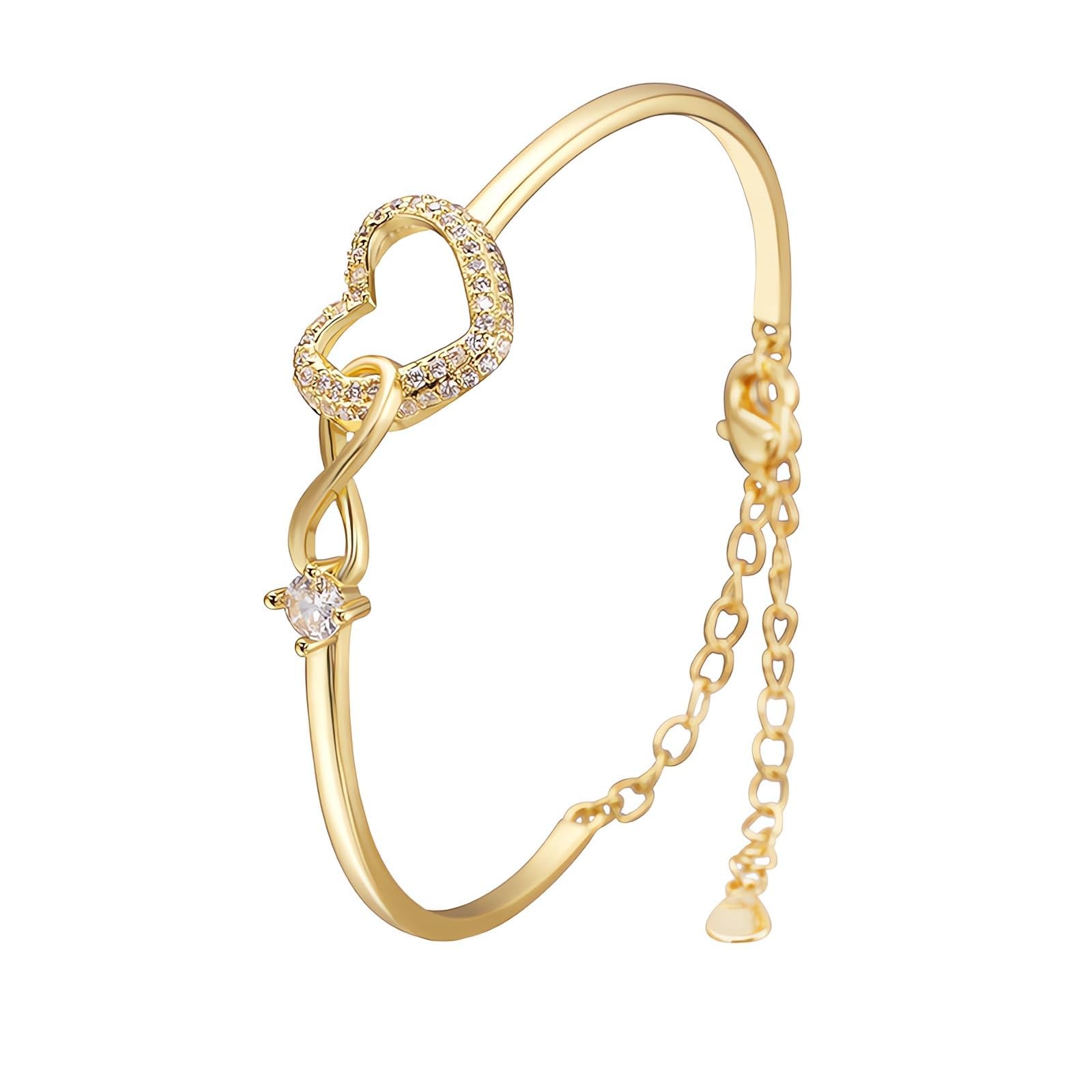 LAKEMON Mother Daughter Bracelets Infinity Love Heart Bracelets for Mom Mothers Day Birthday for Mom Daughter (Gold)