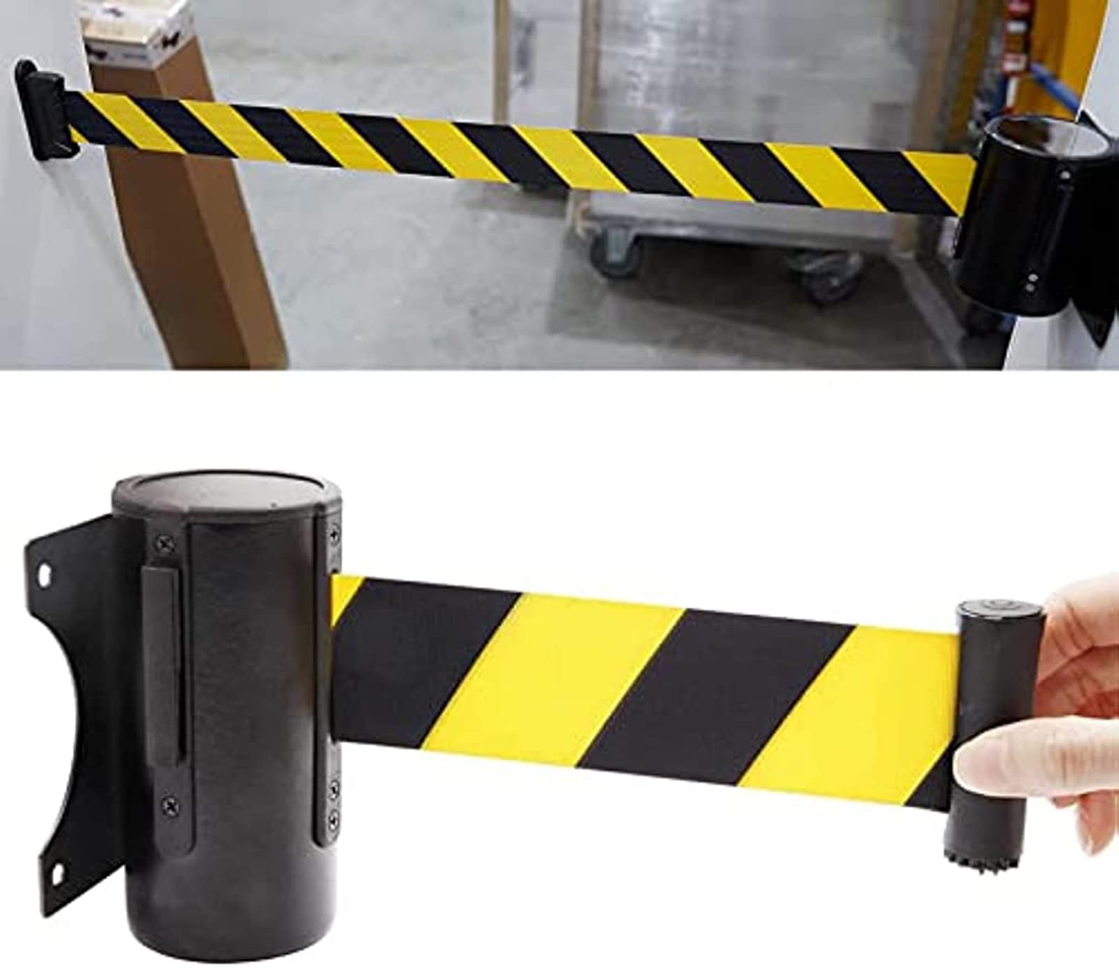 Hsrg Retractable Wall Mount Caution Belt, 2/3/5M Crowd Control Safety Security Belt, Queue Rope Barrier, For Crowd Control Barriers And Line Dividers, For Retail Stores Airports Banks Hotels