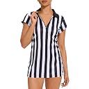 VKT Referee Dress Shirt for Women Zipper Collar Referee Jersey Ref Costume Outfit for Basketball Football Hockey Halloween, Zip fastening, XXL gallery image