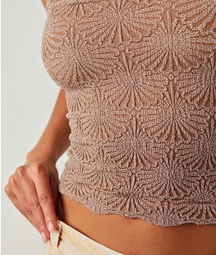 Women's Square Neck Wide Strap Crop Tank Tops Flower Going Out Tops Slim Fit Lettuce Trim Crop Cami Tops