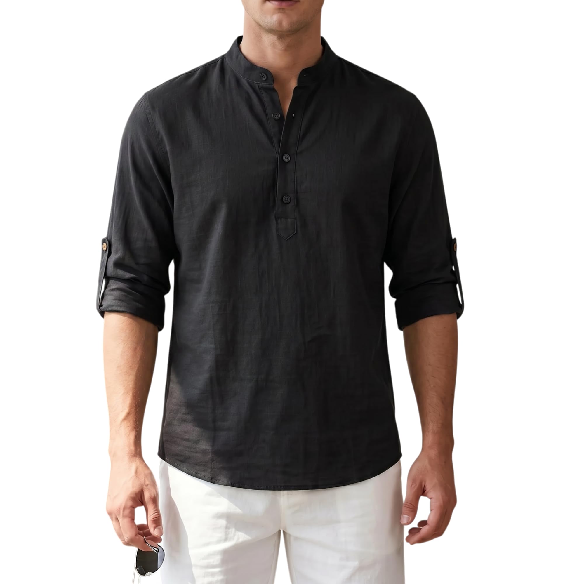Men's Half Shirt Kurta Cotton Blend Casual | Ethnic Wear Traditional | Short Kurta Yellow-picture-36