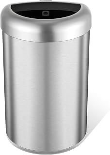 Ninestars 21 Gallons Open Top Kitchen Trash Can Large Commercial Trash Can for Kitchen, Living Room, Office, 80 Liter Stainless Steel Garbage Bin (21 Gallon Open Top D Shaped)