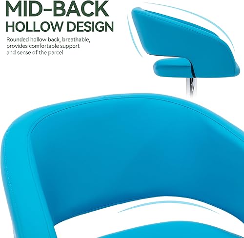 Miniatura 14 de Vogue Furniture Direct Taburete de bar ajustable con respaldo y brazos huecos, moderno taburete giratorio de piel sintética, silla de barra de Negro