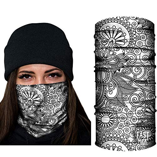 Gear Paisley Neck Gaiter, Moisture Wicking Microfiber - (White Paisley Neck Gaiter)