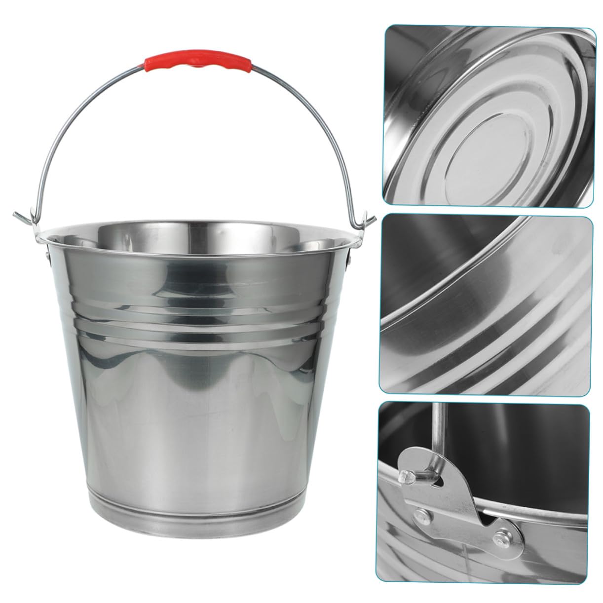 STOBAZA Seau en Acier Inoxydable 410 Épais 14l avec Poignée, Fond Extra-Lourd et Bord Lisse, Seau Polyvalent pour Stockage d'eau et Usage Domestique
