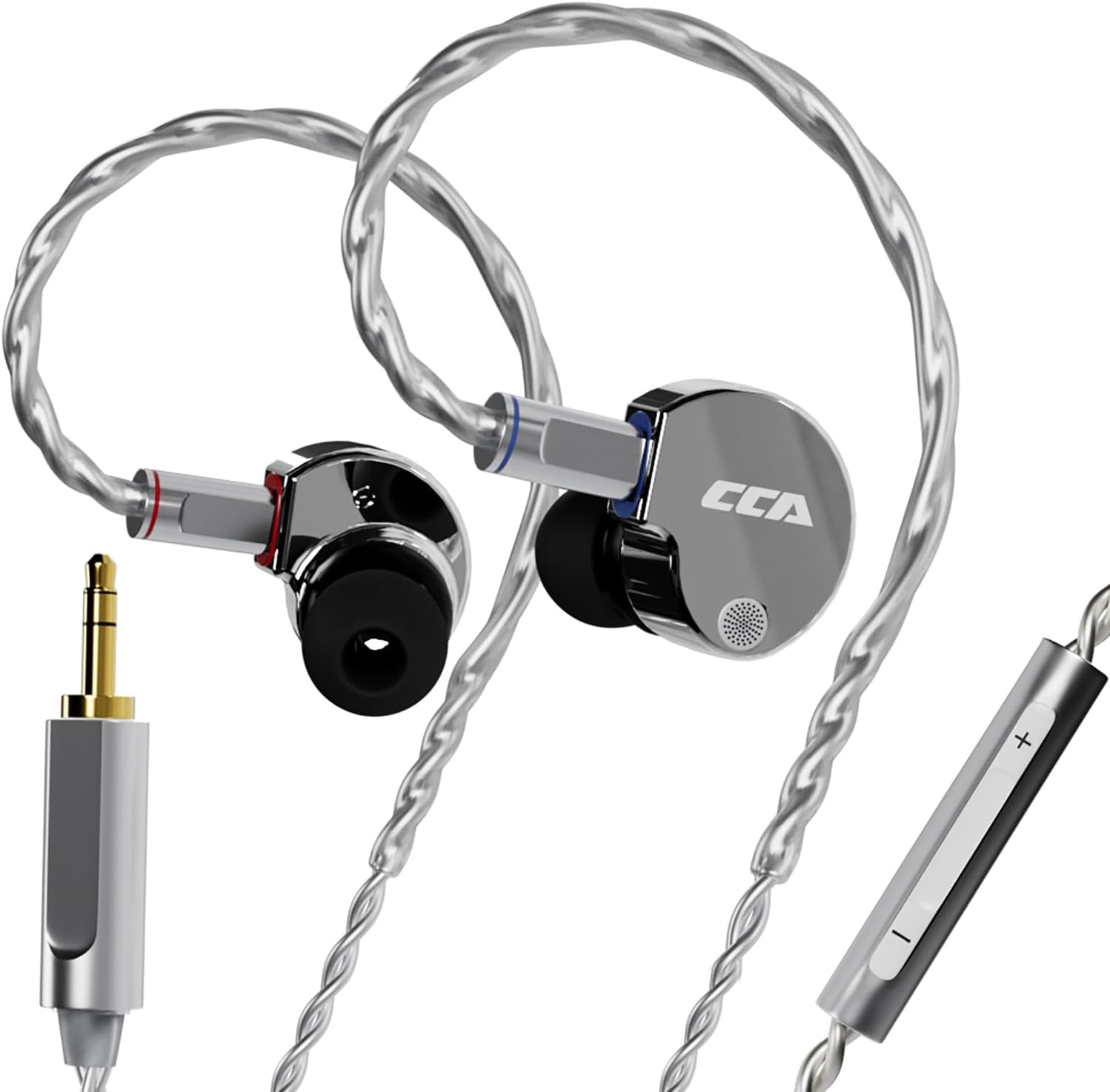 CCA Phoenix 10mm High-Performance Dual Magnet LCP Diaphragm in-Ear Headphones – Precision Metal Casting Earphones, Pure Sound Earbuds (3.5mm with MIC, Silver)