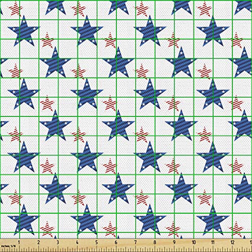 Ambesonne-Independence-Day-Fabric-by-The-Yard-American-Patriotic-Style-Concept-of-Striped-Stars-Decorative-Fabric-for-Upholstery-and-Home-Accents-1-Yard-White-Cobalt Ambesonne Independence Day Fabric by The Yard American Patriotic Style Concept of Striped Stars Decorative Fabric for Upholstery and Home Accents 1 Yard White Cobalt