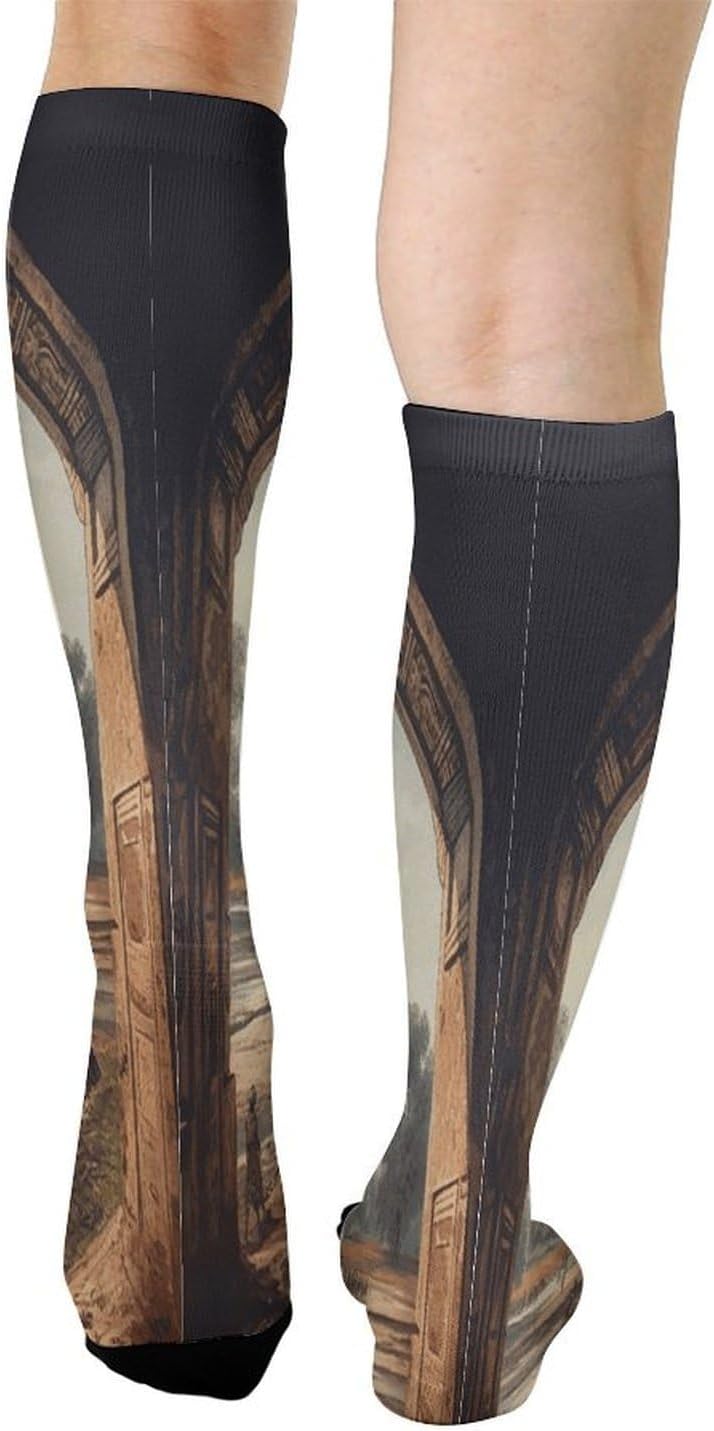 Historical Site Painting Socks Casual Athletic Long Sock Lightweight Sport Crew Sock Cozy Work Boot Socks for Hiking Sports Running Workout Gym