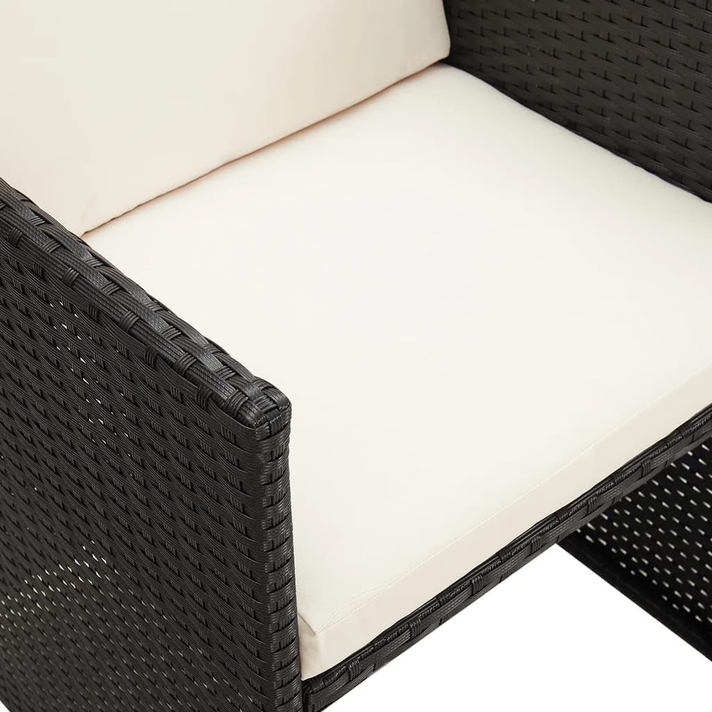 vidaXL 4X Chaises de Jardin Fauteuils de Patio Chaises de Salle à Manger d'Extérieur Sièges à Dîner de Terrasse Résine Tressée Noir