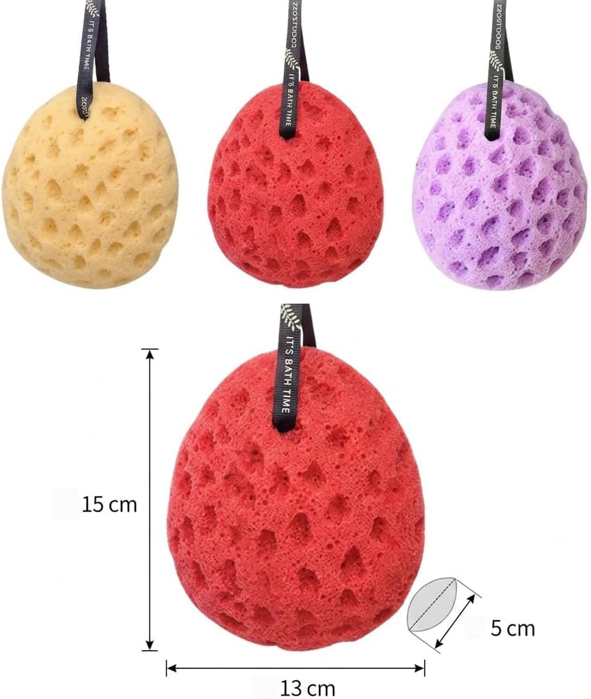 3 Pack Loofah Sponge for Shower, Soft Shower Sponge for Body Cleansing, Sea Sponge Texture for Rich Lather and Gentle Exfoliation, Quick Dry Body Sponge for Men and Women
