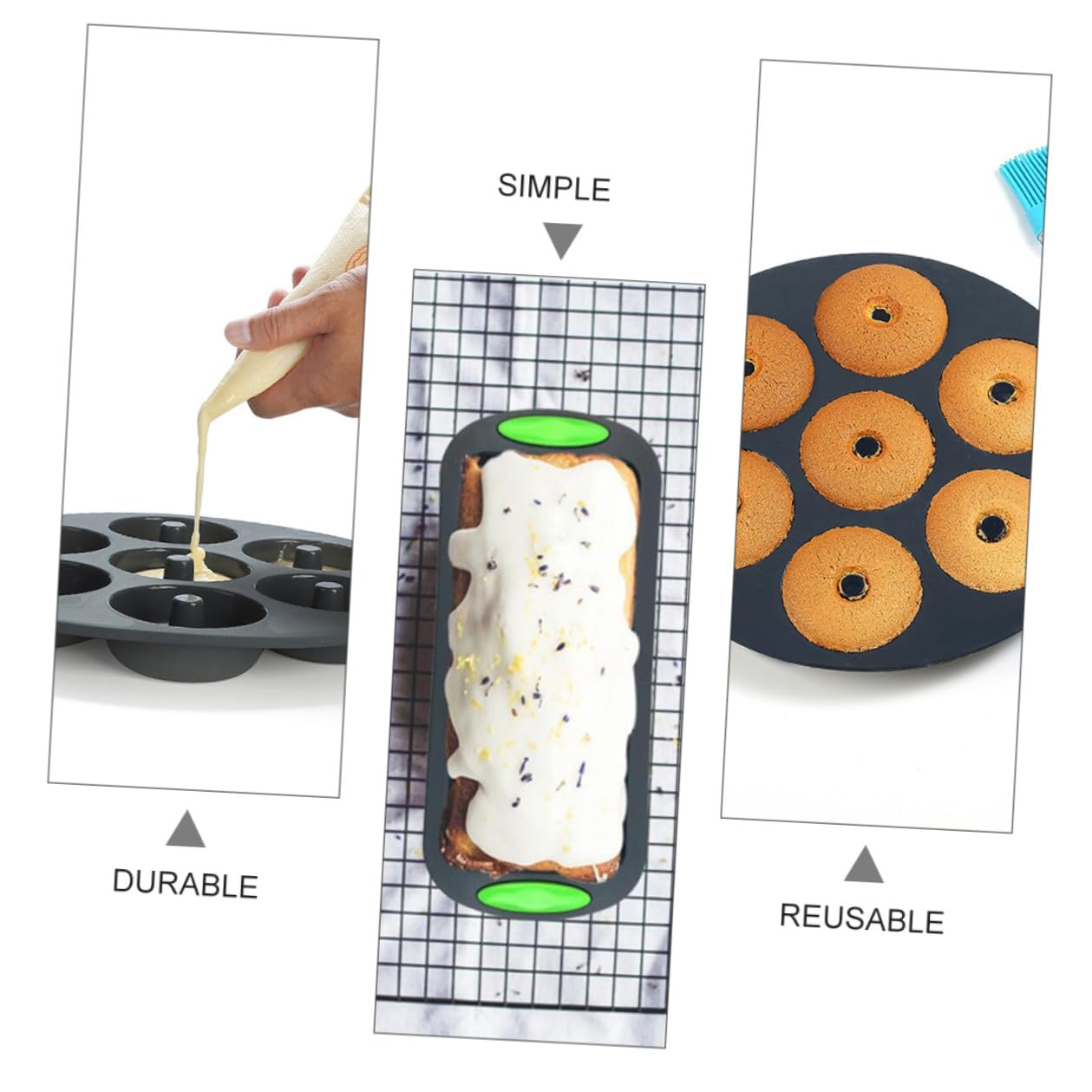 SEWACC Set de 5 Moldes de Silicona para Repostería, Utensilios para Hornear Pasteles y Pan, Resistentes y Aptos para Horno y Refrigerador, Uso en Restaurantes y Hogares
