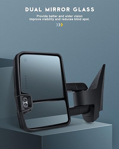 Vista 9 de OCPTY Espejos de remolque con calefacción, retrovisores laterales izquierdo y derecho compatibles con 2007-2013 para Chevy Avalanche 1500 Suburban
