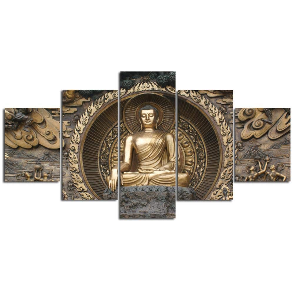Peinture statue de Bouddha art mural salon sans armature