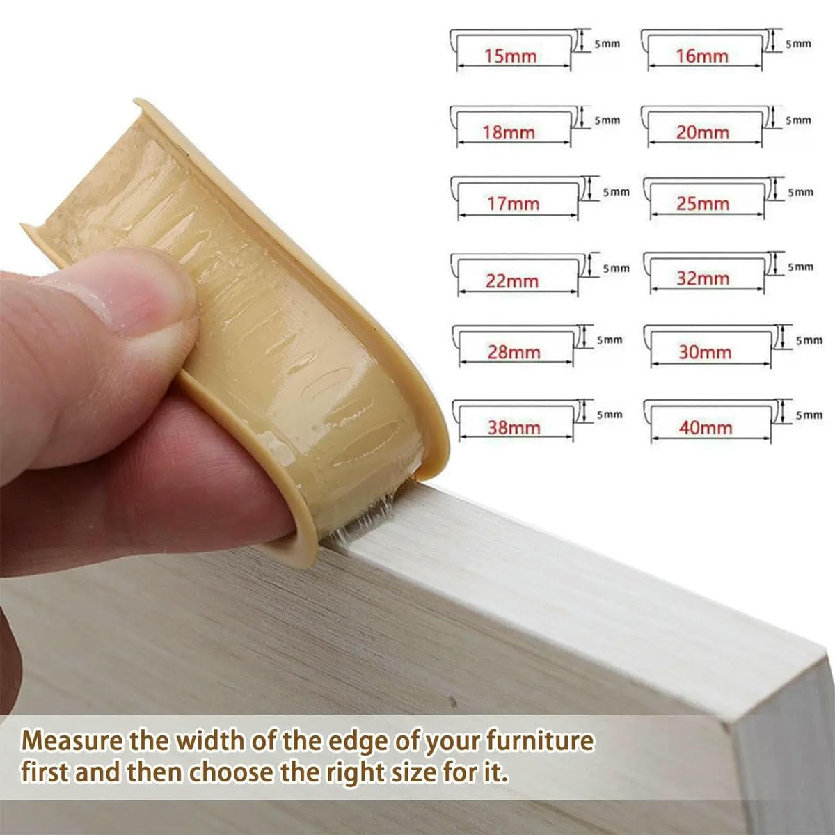 Cinta de cantos autoadhesiva en forma de U de 5 m para protección de bordes y esquinas de muebles, mesas y armarios (gris, 14,0 mm).