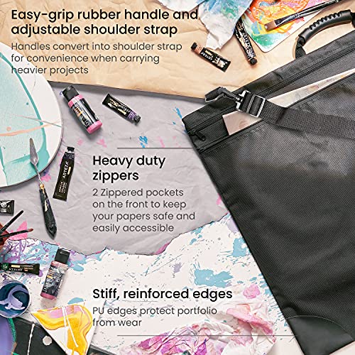 ARTEZA Art Portfolio Case, 50.8 x 66 cm, Black, Large Soft Art Storage Folder for Artwork Organisation, 20x26 Inch - Image 3