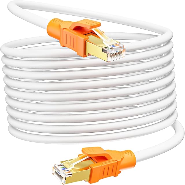 Ethernet Cable Cat8 10m, High Speed Internet Cable 40Gbps 2000MHz S/FTP Lan Cable Shielded POE Rj45 Cable 10 Meters 26AWG Network Patch Cable for PC, PS4, Xbox, Game Console, Modem, Router, Switch