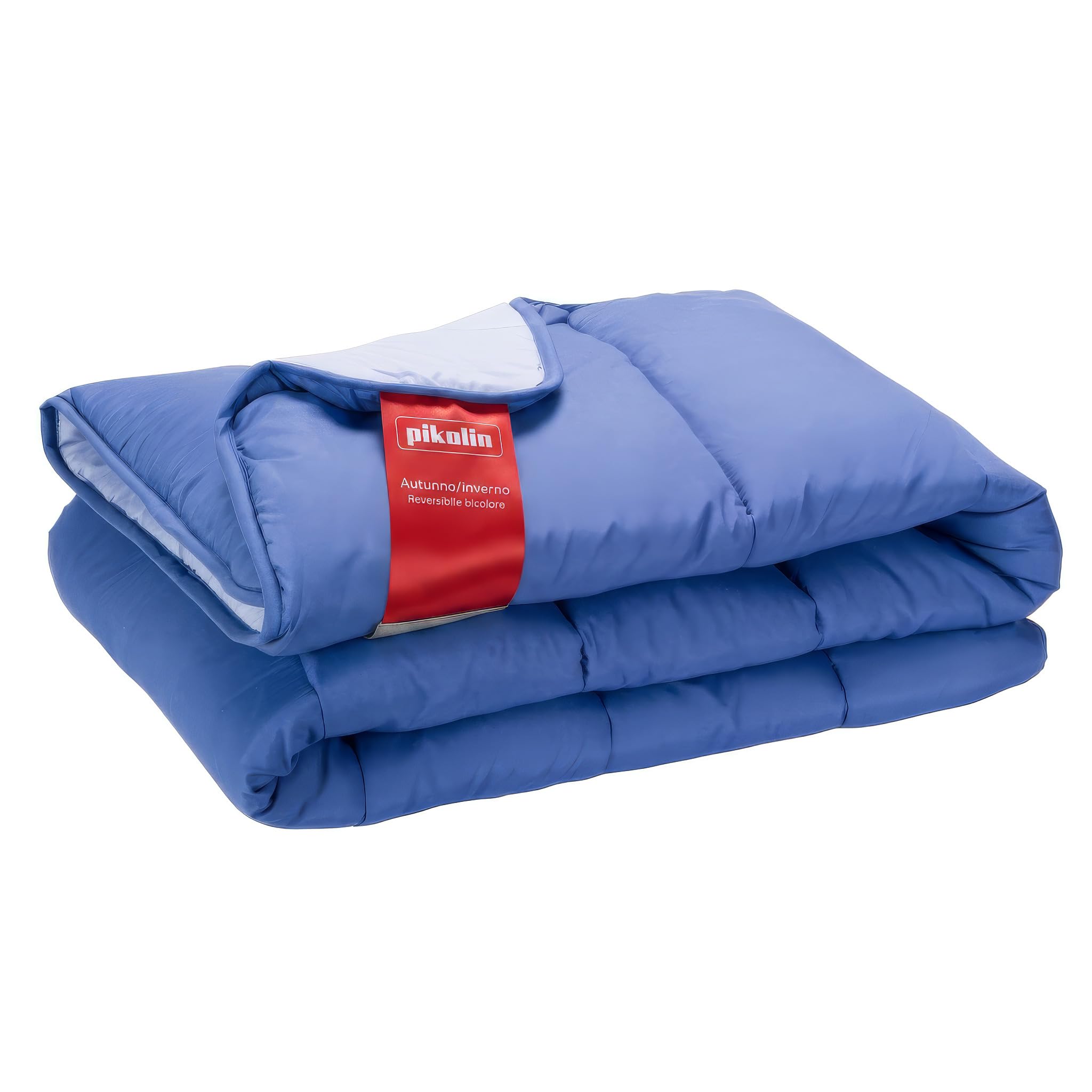 PIKOLIN Piumino Singolo Autunno Inverno 150 x 220 cm Effetto Piuma 300 gr - Piumone Caldo, Morbido, Traspirante e Reversibile - Bicolore Blu