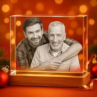 Personalized 3D Crystal Photo | Custom Laser Engraved Glass Picture Gift for Dad, Mom, Wife, Him, Her | Ideal for Wedding, Anniversary, Birthday, Memorial, Perfect Valentines Day Personalized Gift