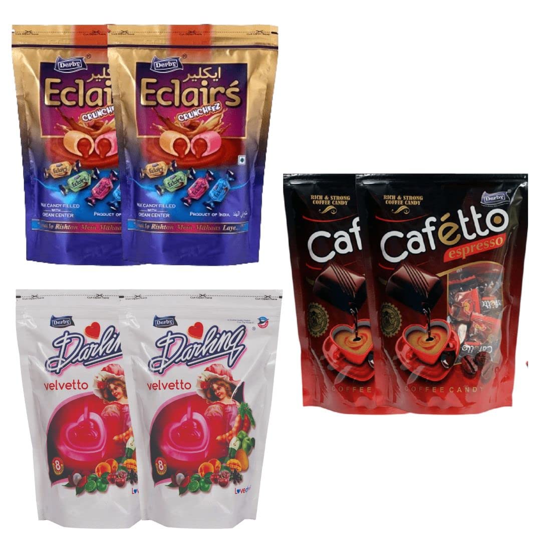 Derby Combo Pack Of Standy Pouch - Velvetto/Assorted eclair/Cafetto (Caffetto_A eclair_Velvetto_(Each Pack Of 2)