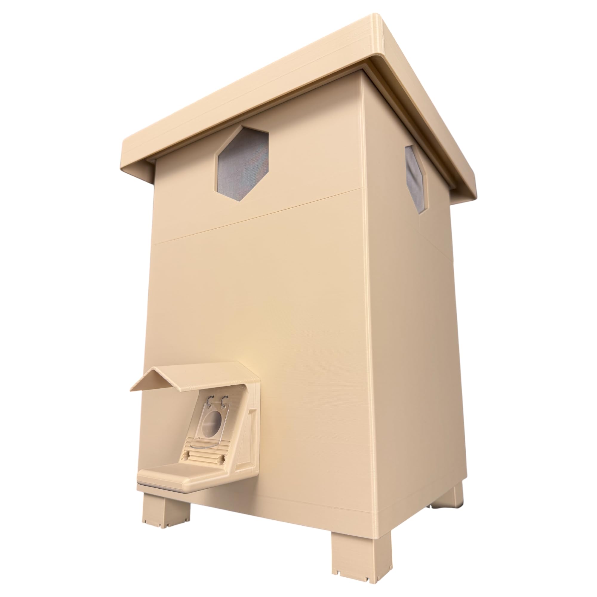 Premium Hummelhaus mit Klimaaufsatz, inkl. Nistmaterial & Schafwoll-Wärmevlies – wetterfest & langlebig (Beige)