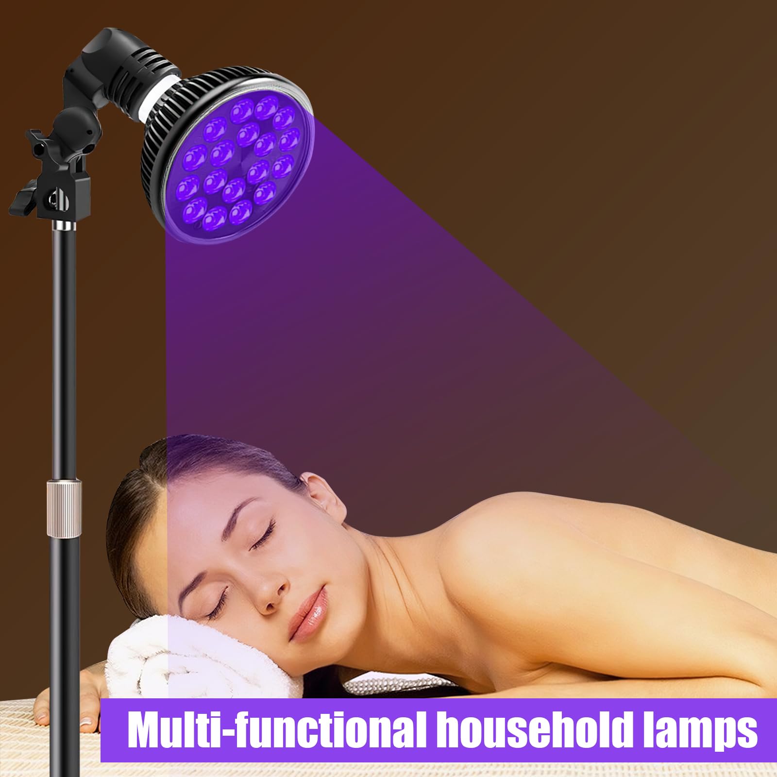 54W E27 Lámpara De Bronceado Giratoria De 180 °, Lámpara Solar 18 Leds, Lámpara Solar Uv De 9.8-16.5 Pulgadas Con Máscara De Ojos Para Piel De Bronce Antiguo (A)