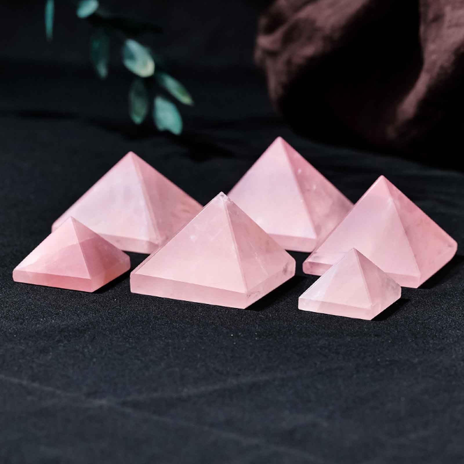 Pirámide de Piedras Preciosas curativas de Cristales de Cuarzo Rosa, Gran Figura piramidal de Piedra Natural para meditación, Reiki, Equilibrio de Chakras,6cm
