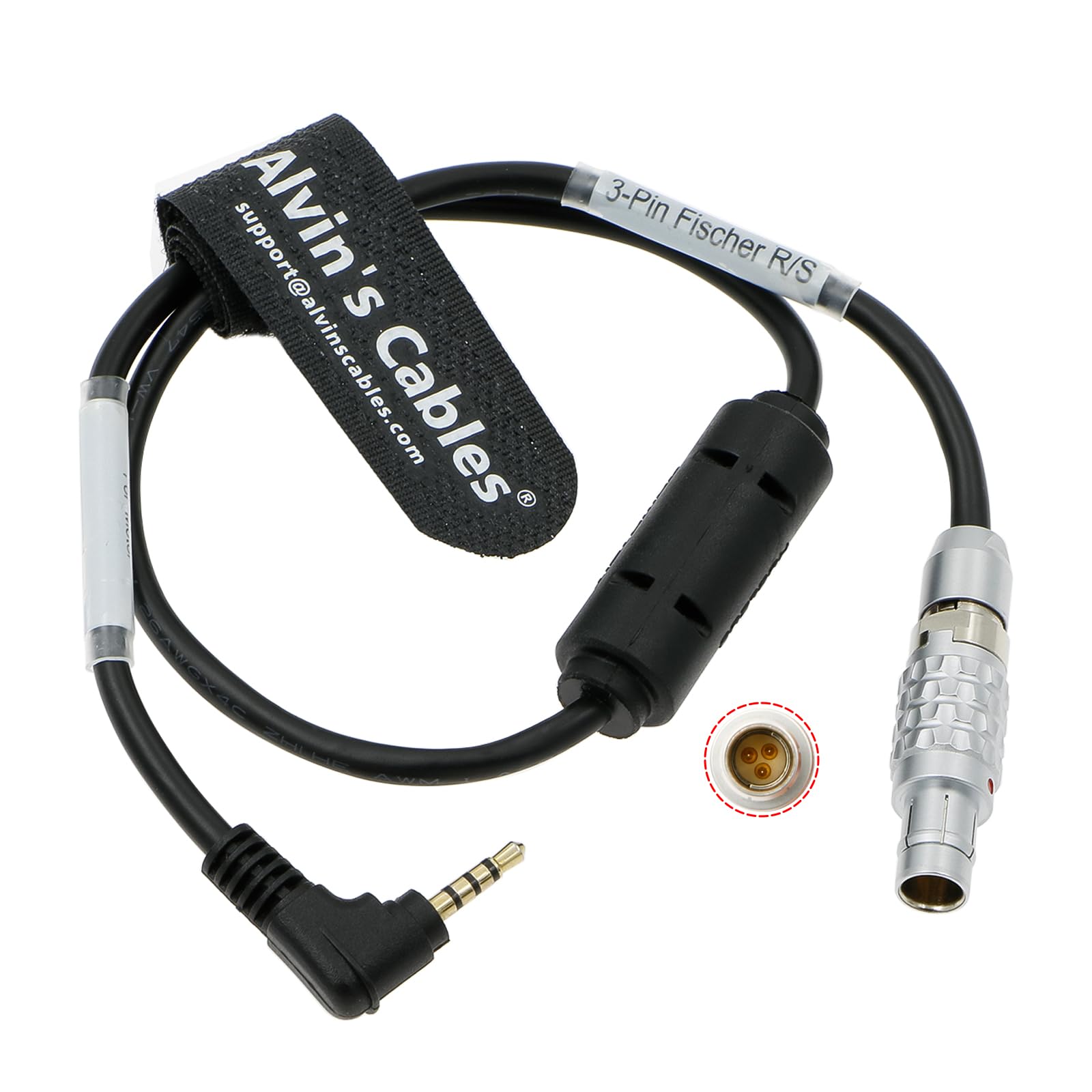 Alvin's Cables Nucleus-Nano Motor Run Stop Cable for Tilta for Arri Alexa LF| SXT| Amira| XT Cameras Fischer 3 Pin to Right Angle 2.5mm LANC RS Cable 40cm| 15.7inches
