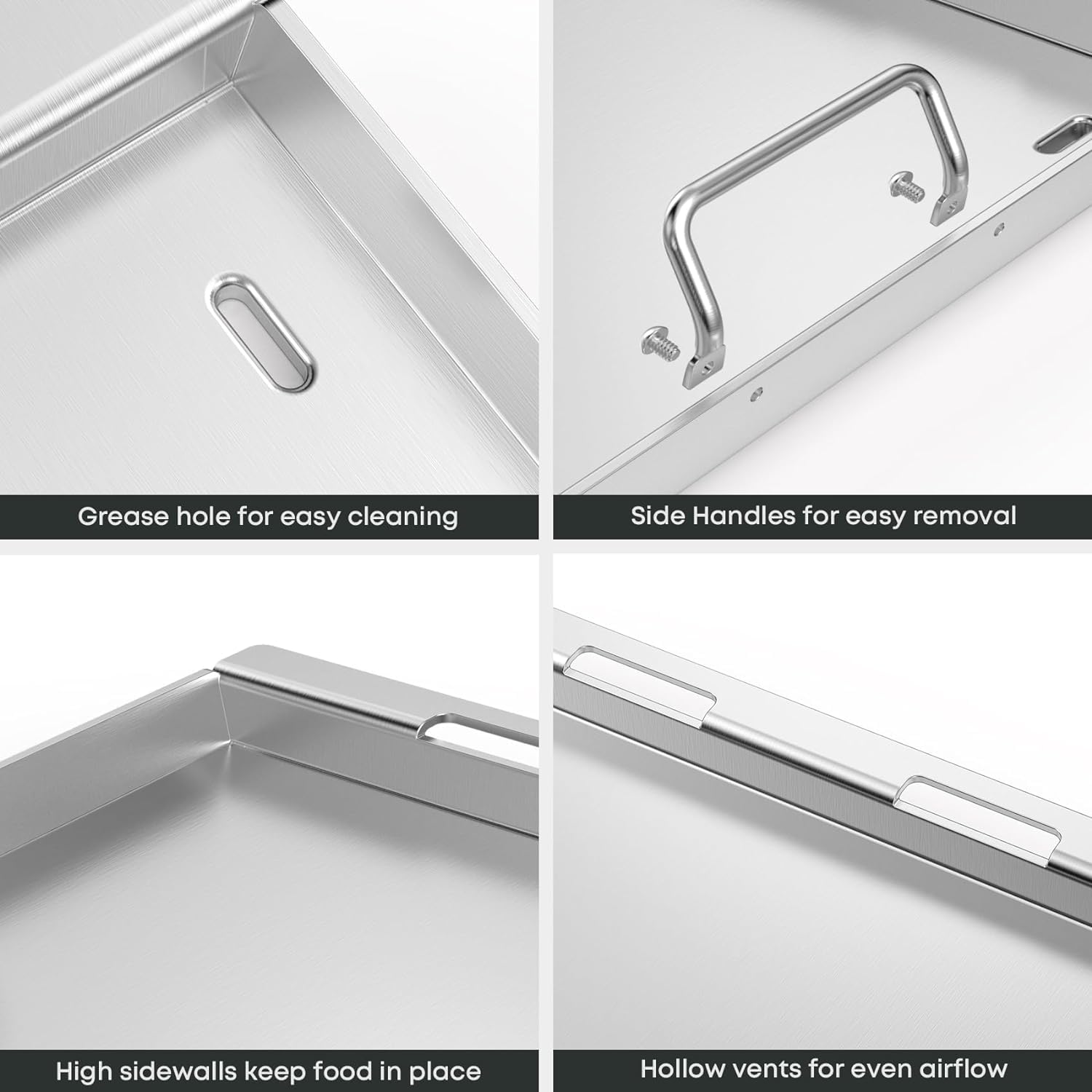 onlyfire Plaque Plancha en INOX pour Barbecue à Gaz Weber Genesis et Genesis II 400 Série, Plaque de Cuisson Pleine Grandeur pour BBQ à Gaz 4 Brûleurs, Accessoire pour Gril à gaz Weber
