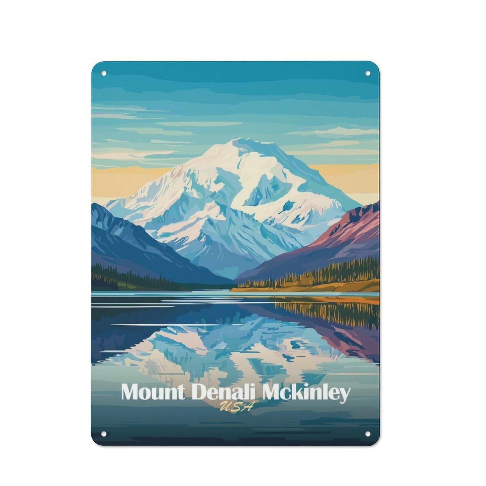 Junmoney Style Mount Denali Mckinley Rustic Metal Sign 40X30cm For Pub Or Café, For Collectors Of Rustic Metal Wall Decor