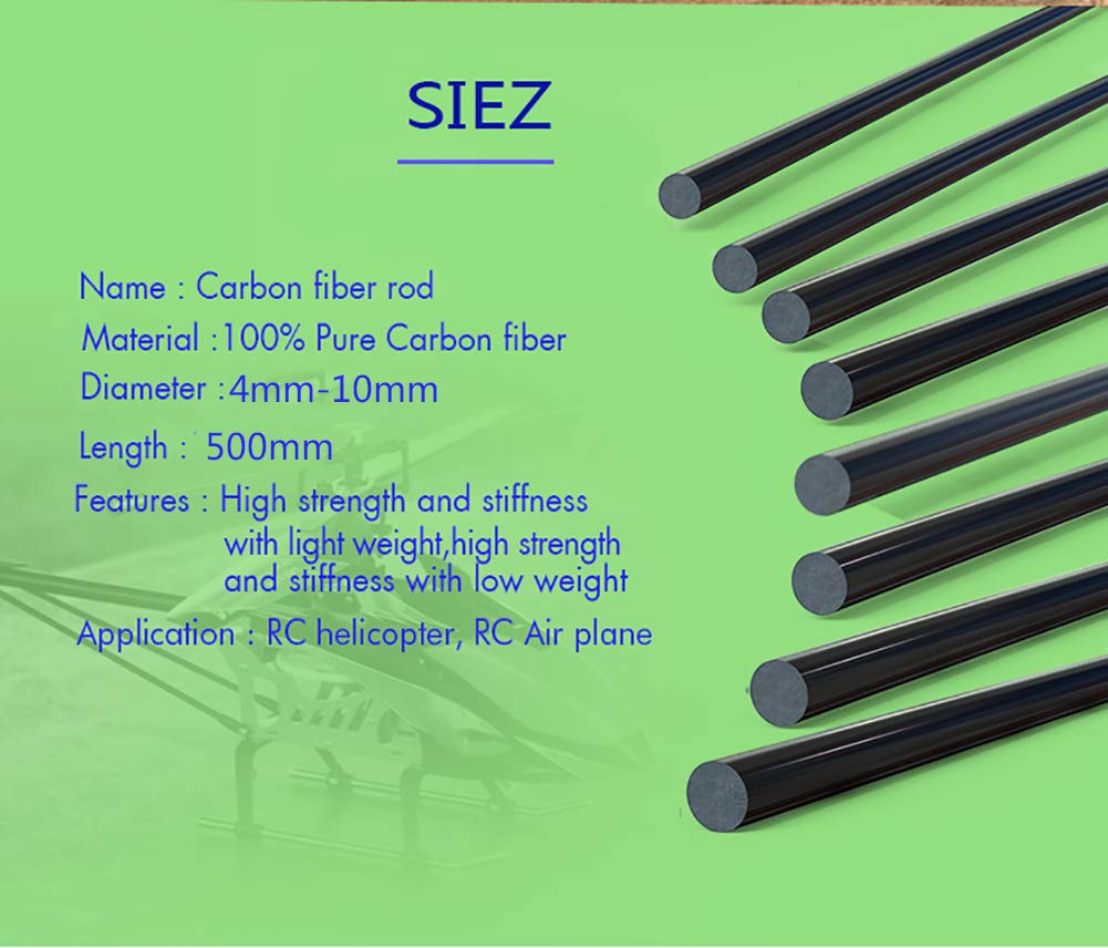 Carbon-Faser-stäbe Für Rc Flugzeug DIY Quadcopter Flügel Rohr Arm Bar (500 Mm Länge)-10pcs-5mm