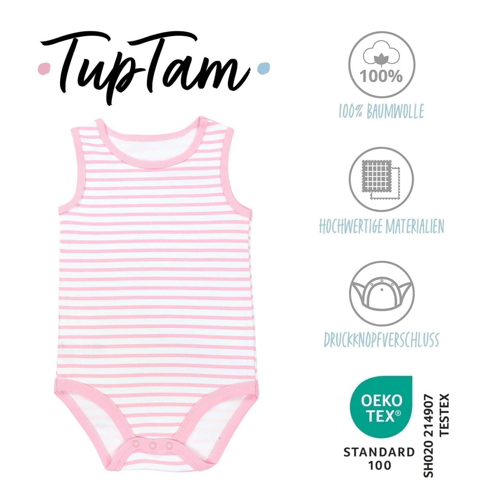 TupTam Baby Body Mädchen 5er Pack – Ärmelloser Baumwollbody, Unterwäsche oder Sommer