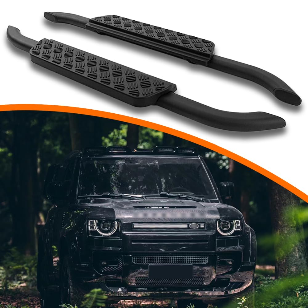 Pedane laterali Wusecssy per Land Rover Defender 90 2020-2026 L663 2 porte, stile vintage in alluminio nero