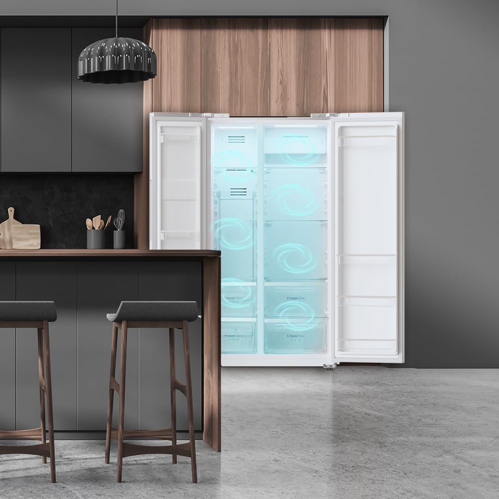 Cecotec Amerikanischer Kühlschrank Side By Side - 562 l - Bolero CoolMarket SBS 562 Inox E. 177x91,2 cm, Inverter Plus Kompressor, geringer Verbrauch, No Frost, Multiairflow, Schnellkühlung, Edelstahl