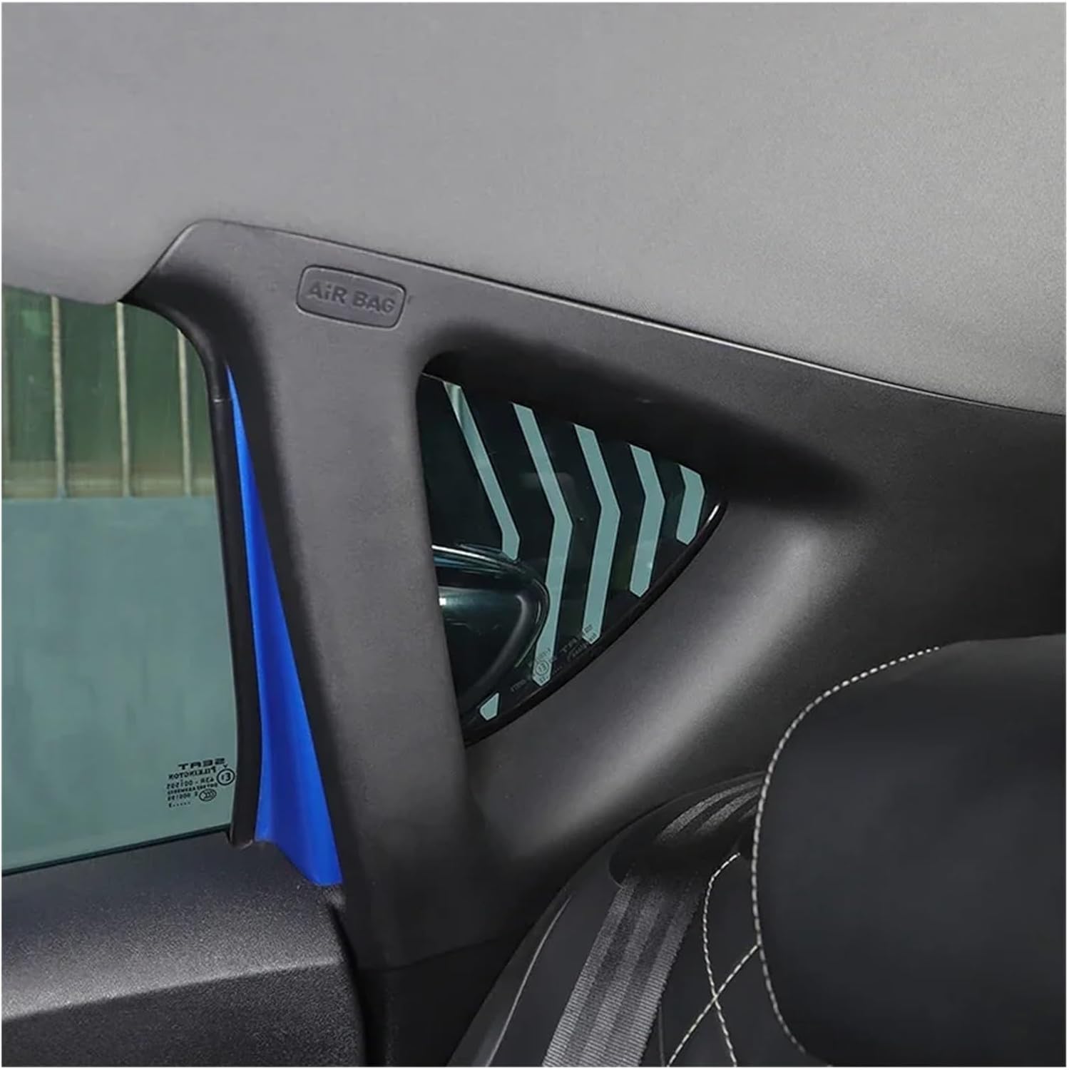 2点セット 2PCS ABS Glossy Black Rear Side Window Louver Shutter Cover Compat