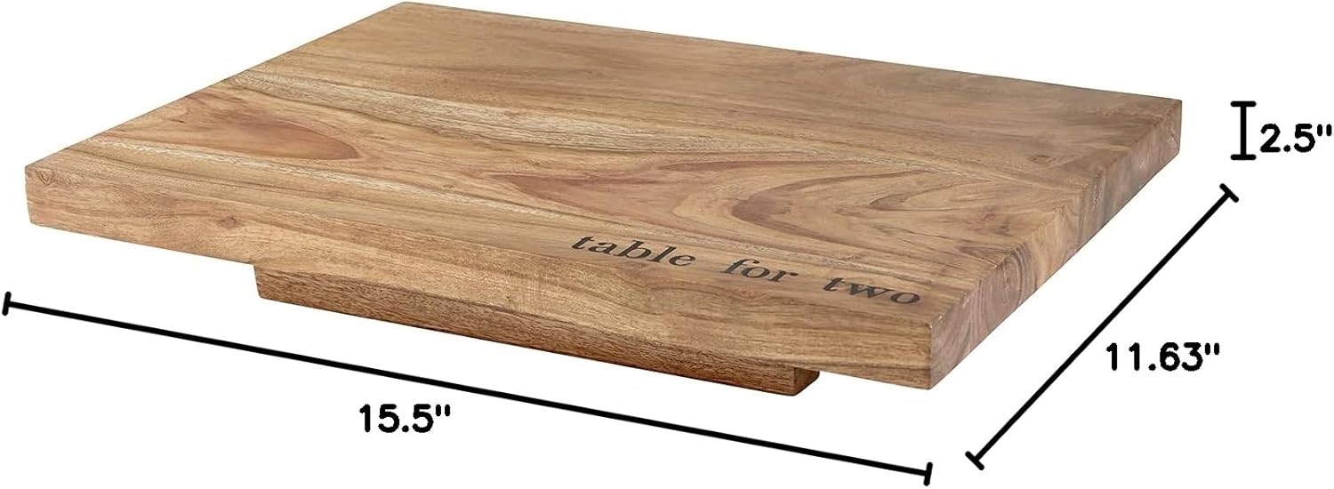 Santa Barbara Design Studio F2F Acacia Wood Serving Tray, 15.5" x 11.63", Table For Two