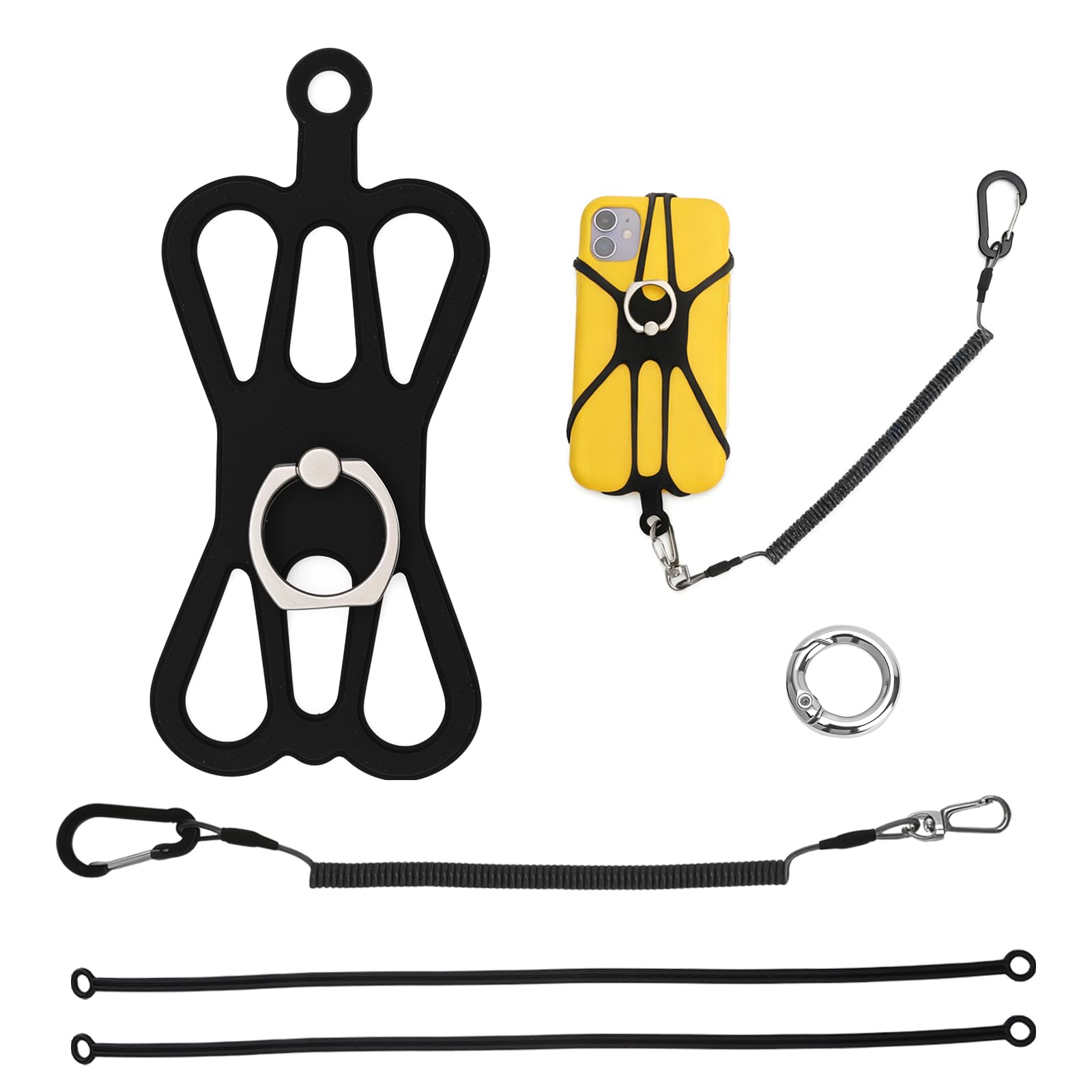 EAZY CASE universele mobiele telefoonketting geschikt voor alle smartphones, ketting om om te hangen, voor onderweg, mobiele telefoon-band te combineren met elke hoes Grijs