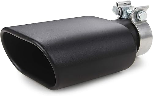 A-KARCK Punta de Escape Cuadrada con Entrada de 2.25", Tubo de Escape Rectangular con Revestimiento Negro 3" x 5.5" Salida, 9.5" de Largo, Diseño