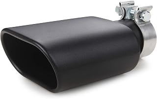 Square Exhaust Tip 2.5" Inlet, A-KARCK Black Coating Rectangle Exhaust Tailpipe Tip 3" x 5.5" Outlet 9.5" Long, Clamp on Design