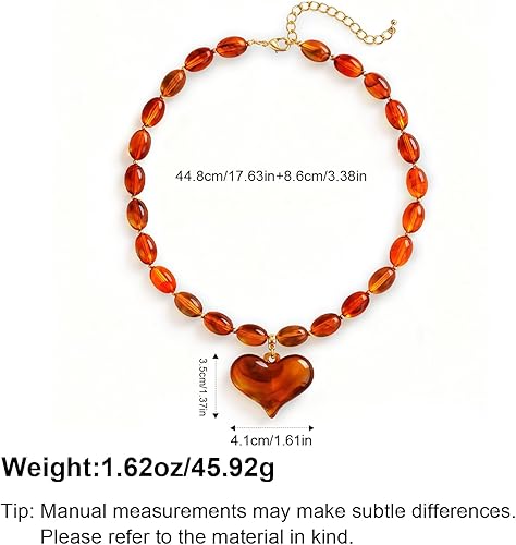 Miniatura 5 de Collar de acrílico ámbar con forma de corazón grueso para mujer, gargantilla exagerada con forma de corazón