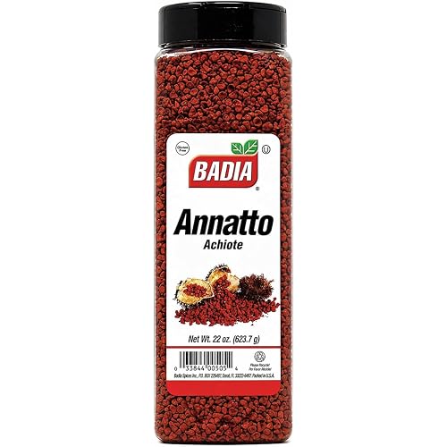 Badia Whole Annatto 22 oz – Warm, Peppery, Slightly Nutty Flavor – Achiote Seeds for Natural Color & Seasoning