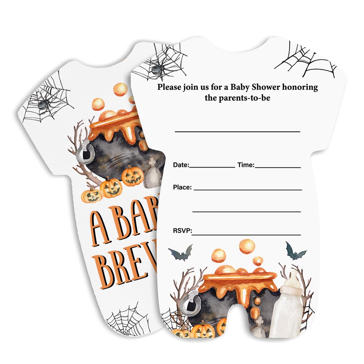 LyoGao Halloween Baby Shower Invitations - Witch Theme a Baby Is Brewing Baby Shower Party Fill in Invites Cards With Envelopes (20 Pack)