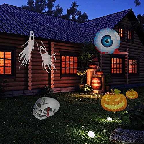 Alkbo Party Lights Decoration Landscape Projector Lights 12 Pattern Gobos Garden Lamp Lighting Waterproof Sparkling Landscape Projection Light for Decoration Lighting on Christmas Halloween Holiday