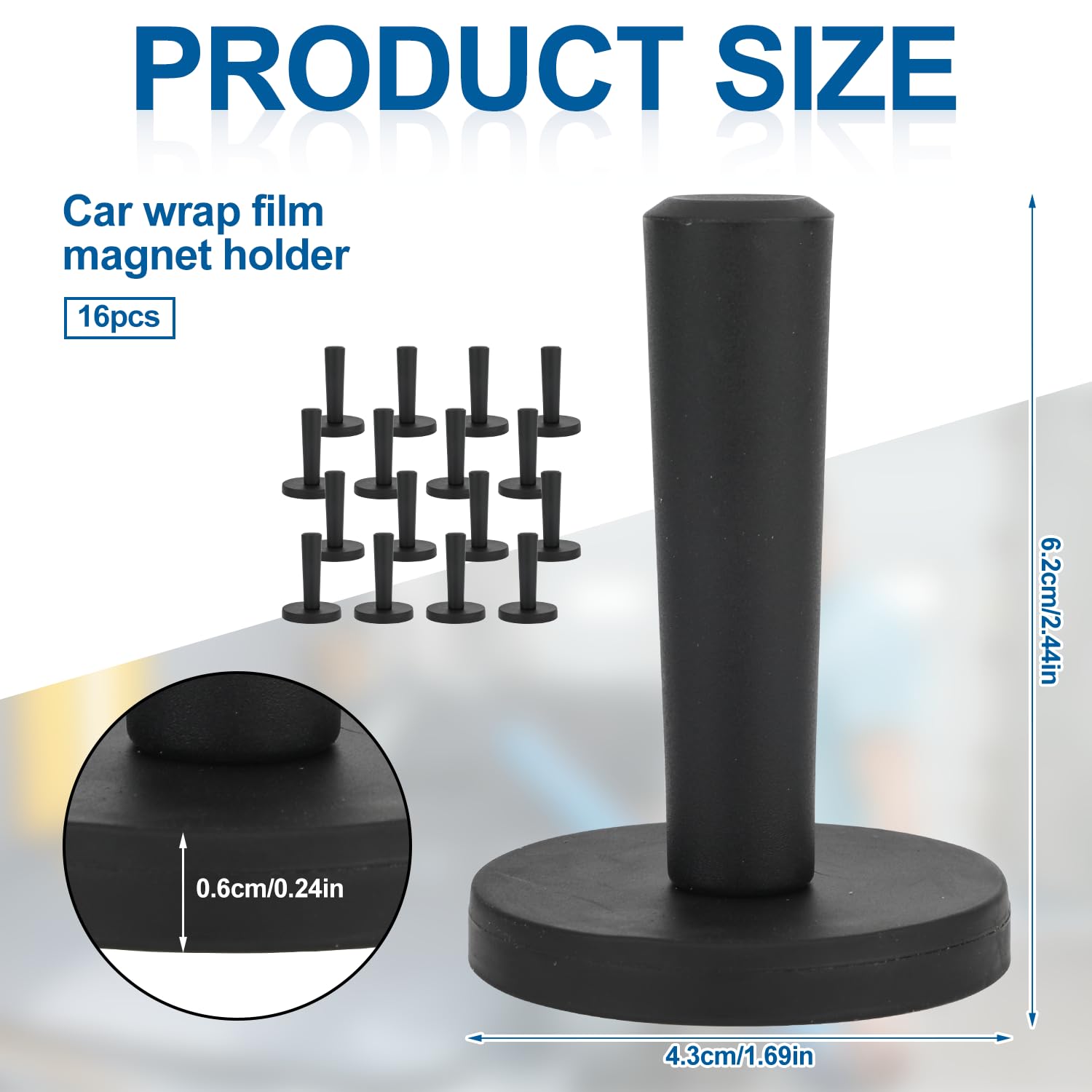 16stk Magnethalter für Fahrzeug-Autofolierung, Magnete Auto-Vinylfolierung Magnetisches Positionierungswerkzeug für Autofolierung Basteln Schilderherstellung Vinylfolierungswerkzeuge (Schwarz)