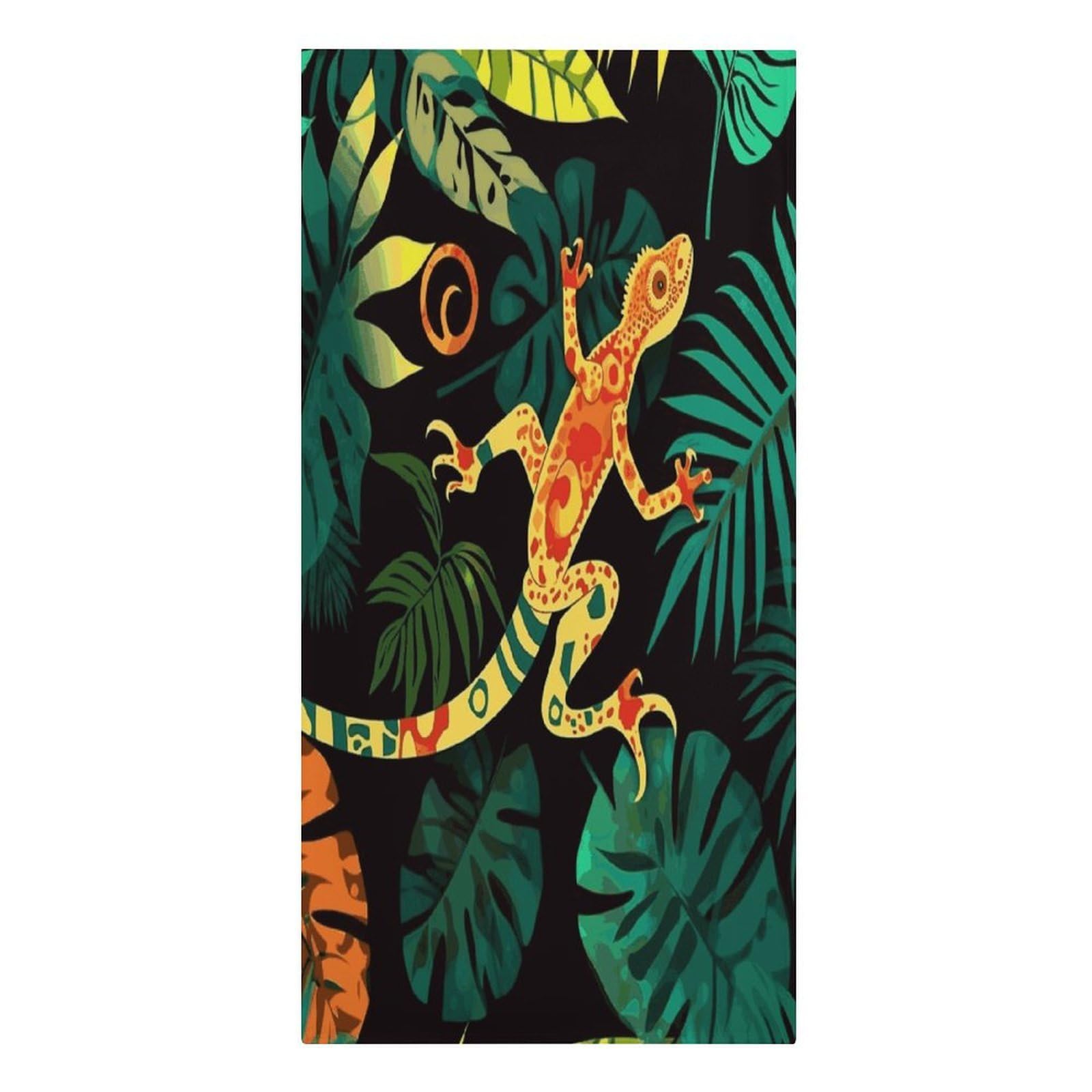 FekiLoot Gecko and Tropical Leaves Towels Soft Oversized Beach Towels Absorbent Sand Free Bath Towel Travel Compact Swim Towels Lightweight Quick Dry Pool Towel Large Beach Blanket 30" X 61"