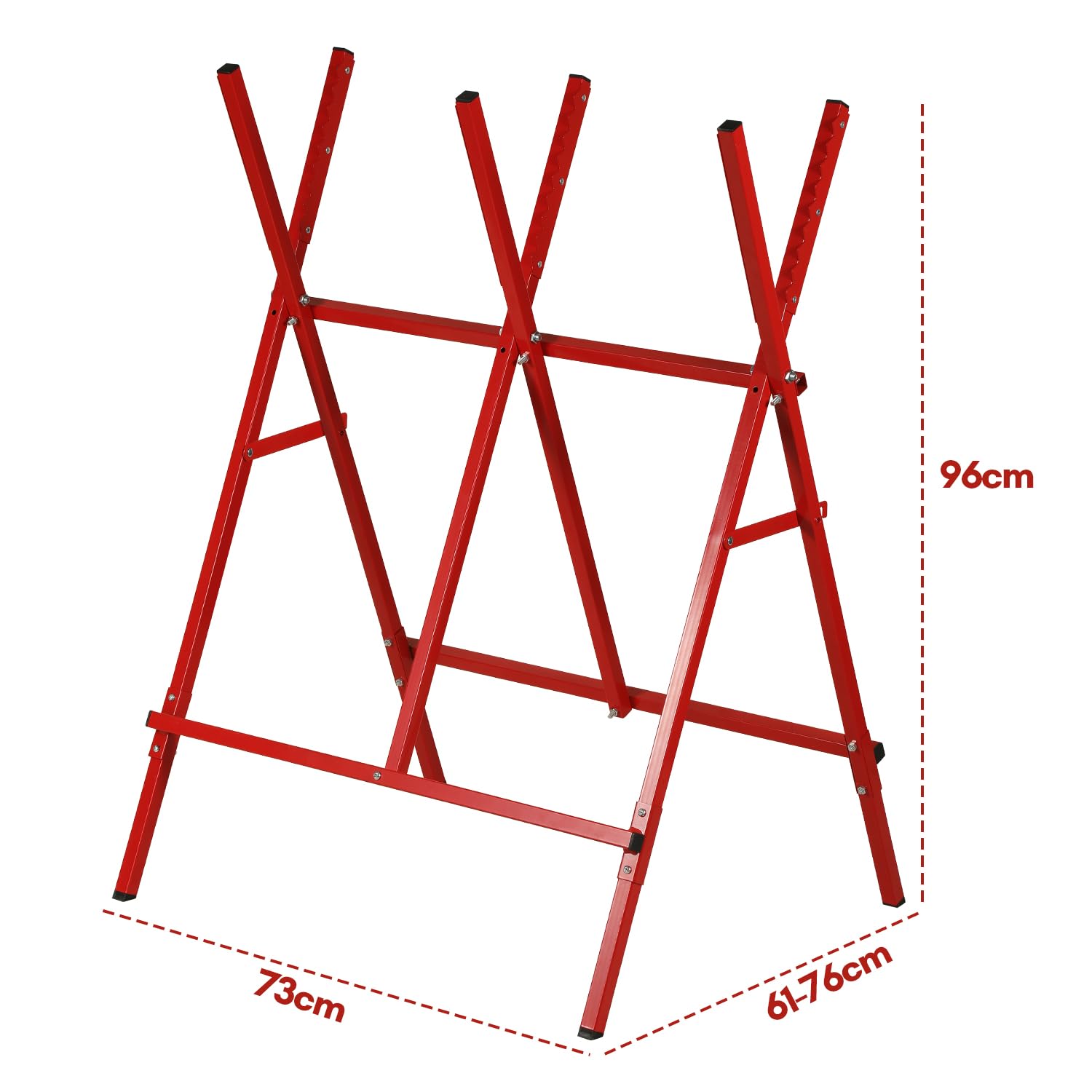 Chevalet de sciage pliable pour tronçonneuse et scie à main, chevalet de sciage à bois, aide à la scie, sciage facile, jusqu'à 100 kg, rouge